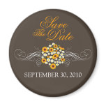 Elegant Sunflower Daisy Bouquet Save The Date Fridge Magnets