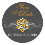 Elegant Sunflower Daisy Bouquet Save The Date Round Stickers