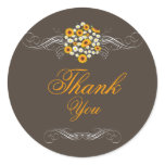 Elegant Sunflower Daisy Bouquet Thank You Round Sticker