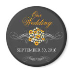 Elegant Sunflower Daisy Bouquet Wedding Announce Magnets