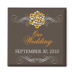 Elegant Sunflower Daisy Bouquet Wedding Announce Refrigerator Magnets