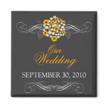 Elegant Sunflower Daisy Bouquet Wedding Announce Refrigerator Magnets