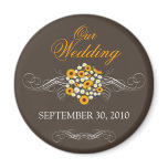 Elegant Sunflower Daisy Bouquet Wedding Announce Refrigerator Magnet