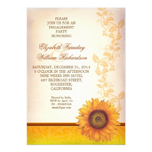 elegant sunflower engagement party invitation