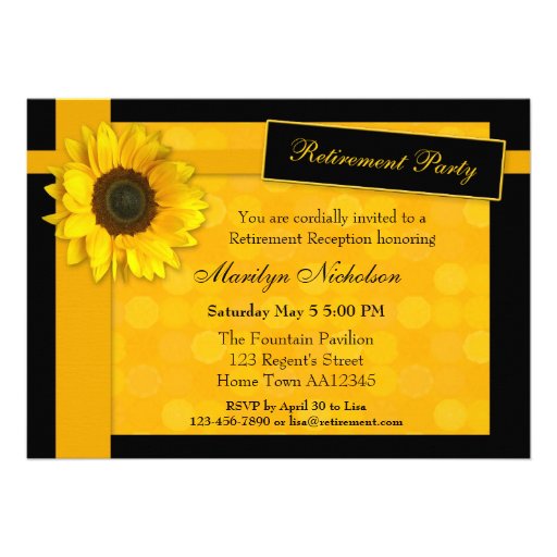 Elegant Sunflower Retirement Party Invitation 5