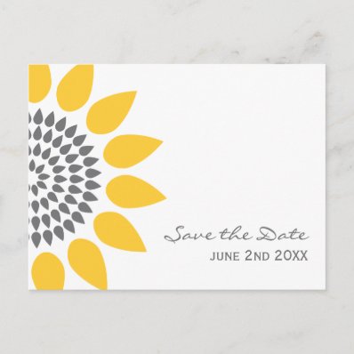 Elegant Sunflower Save the Date Postcards