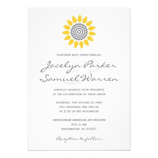 Elegant Sunflower Wedding Custom Invitations (front side)