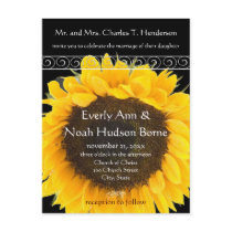 Elegant SunFlower Wedding Invitation postcards by samack Elegant SunFlower Wedding Invitation postcards