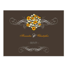 Elegant Sunflowers Daisies Bouquet RSVP Postcards
