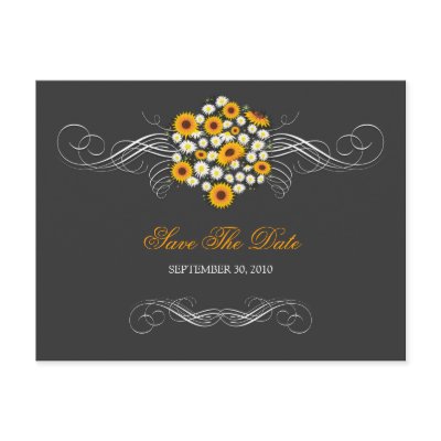 Elegant Sunflowers & Daisies Bouquet Save the Date Postcard
