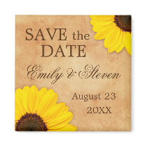 Elegant sunflowers on old paper Save the Date magnets