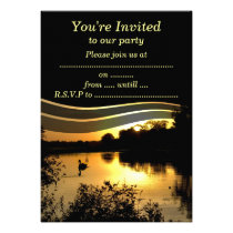 Elegant Sunset Swan Personalized Invites