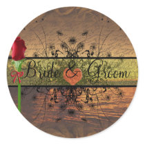 Elegant Sunset Wedding Stickers by samack Elegant Sunset Wedding Stickers