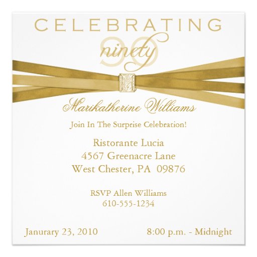 Elegant Surprise 90th Birthday Party Invitations (front side)