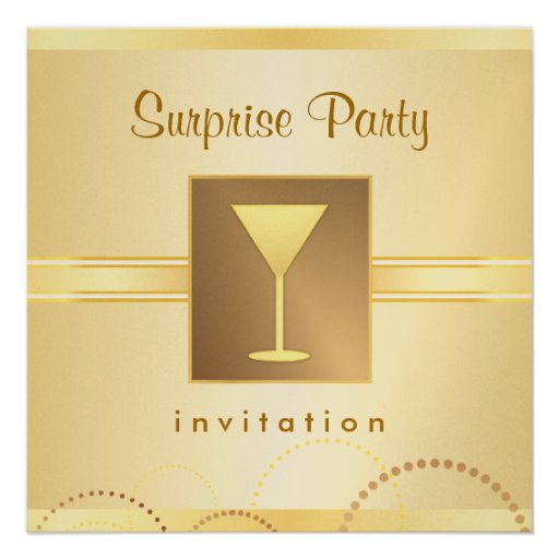 Elegant Surprise Party Invitations - Metallic Gold