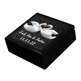 Elegant Swan Love Birds Damask Wedding Anniversary giftbox
