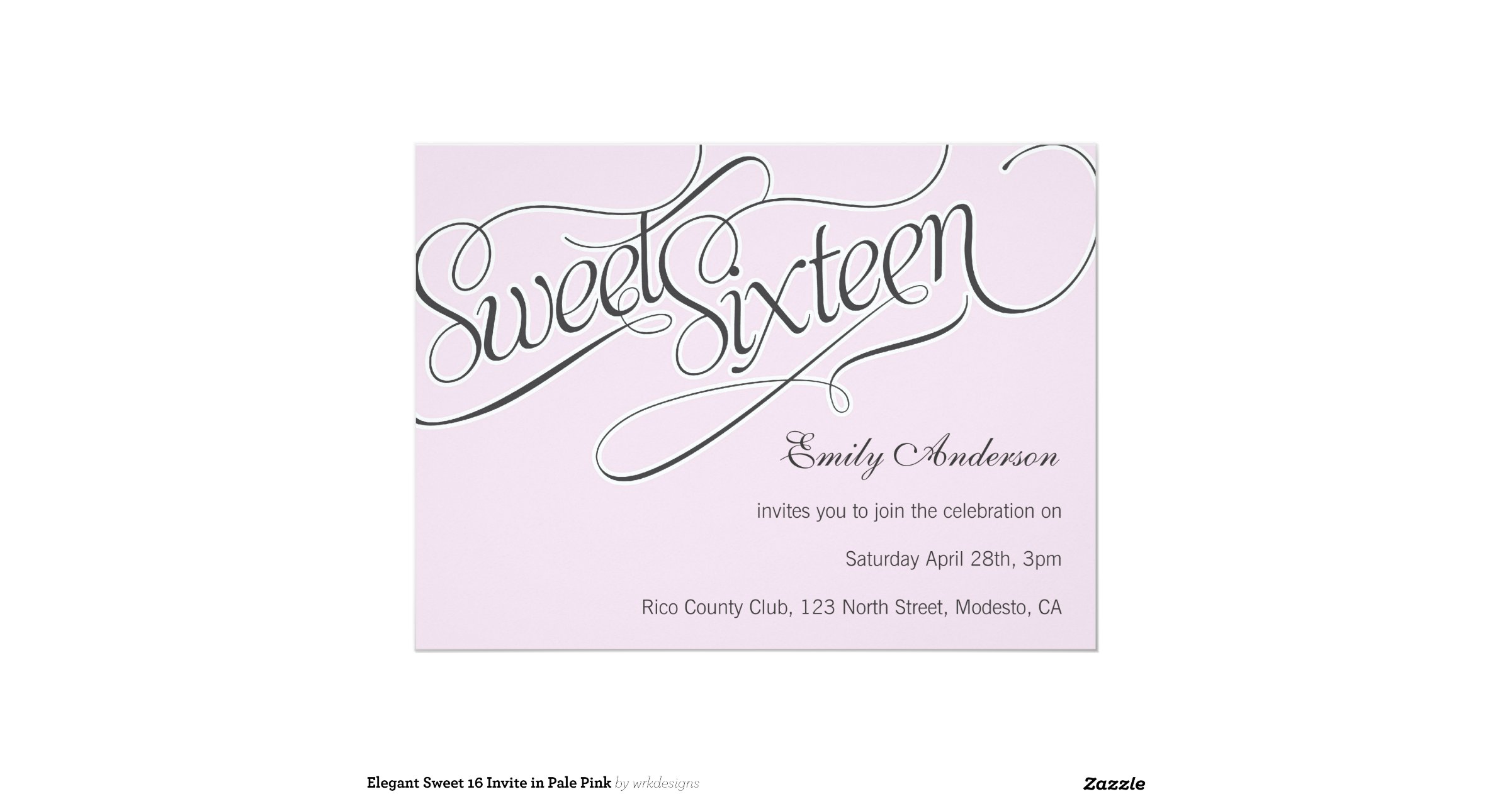 Elegant Sweet 16 Invite in Pale Pink 6.5" X 8.75" Invitation Card | Zazzle