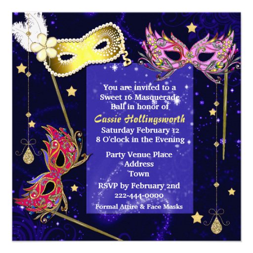 Elegant Sweet 16 Masquerade Ball Invitation