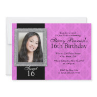 Elegant Sweet 16 Photo Invitation - Silver Frame invitation
