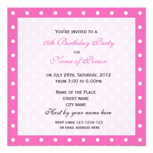 Elegant, sweet girly pink eighteen birthday party custom announcement
