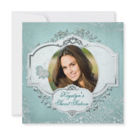 Elegant Sweet Sixteen Photo Invitation - Teal invitation