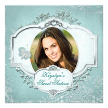 Elegant Sweet Sixteen Photo Invitation - Teal