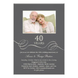 Elegant Swirl Anniversary Photo Invitation - Gray invitations
