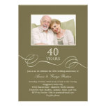 Elegant Swirl Anniversary Photo Invitation - Sage invitations