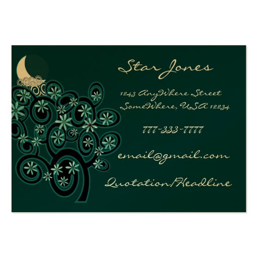 Elegant Swirl Business Card - With Moon (front side)