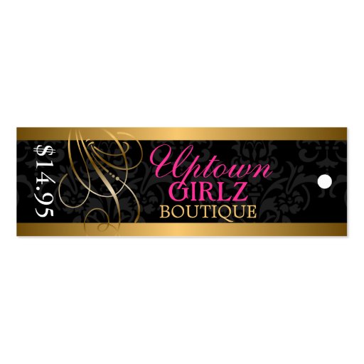Elegant Swirl Fashion Accessory Boutique Hang Tags Business Card Template (front side)