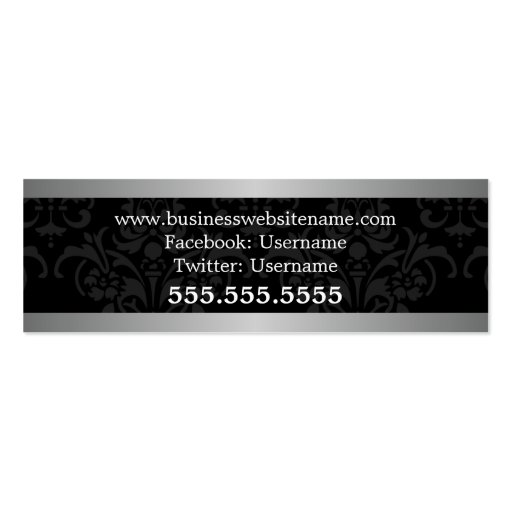 Elegant Swirl Fashion Accessory Boutique Hang Tags Business Card (back side)