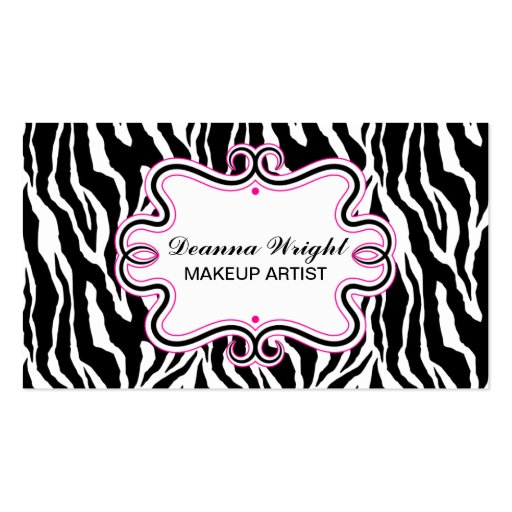 Elegant Swirl Frame & Zebra Print Business Cards