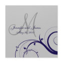 Elegant Swirl Grey and Navy Wedding Invitation invitation