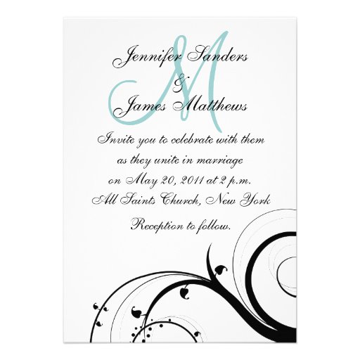 Elegant Swirl Monogram Wedding Invitation
