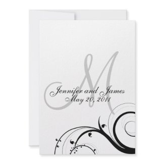 Elegant Swirl Monogram Wedding Invitation Back invitation