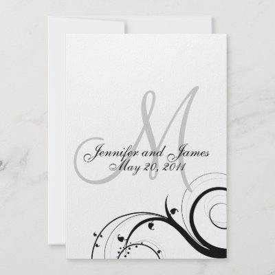 Elegant Swirl Monogram Wedding Invitation Back by monogramgallery