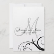 Elegant Swirl Monogram Wedding Invitation Back zazzle_invitation