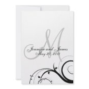 Elegant Swirl Monogram Wedding Invitation Back zazzle_invitation