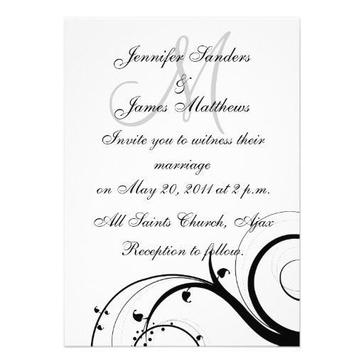 Elegant Swirl Monogram Wedding Invitation Back