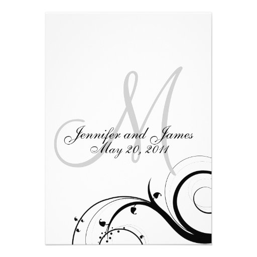 Elegant Swirl Monogram Wedding Invitation Back