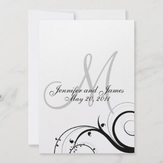 Elegant Swirl Monogram Wedding Invitation Front invitation