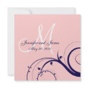 Elegant Swirl Pink and Navy Wedding Invitation invitation