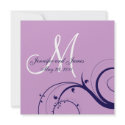Elegant Swirl Purple Navy Wedding Invitation invitation