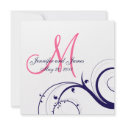 Elegant Swirl Wedding Invitation 2 Navy Pink White invitation