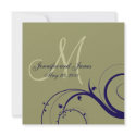 Elegant Swirl Wedding Invitation Green Navy invitation