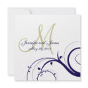 Elegant Swirl Wedding Invitation Navy Green White invitation