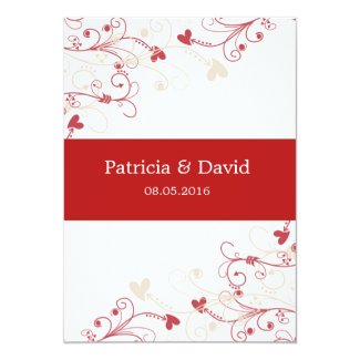 Elegant Swirl Wedding Invitations:Red And Ivory