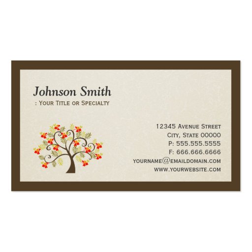 Elegant Swirl Whimsical Tree - Modern Professional Business Card Templates (front side)