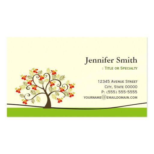 Elegant Swirl Wish Tree Symbol - Appointment Business Card Template (front side)