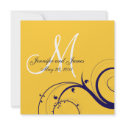 Elegant Swirl Yellow Navy Wedding Invitation invitation
